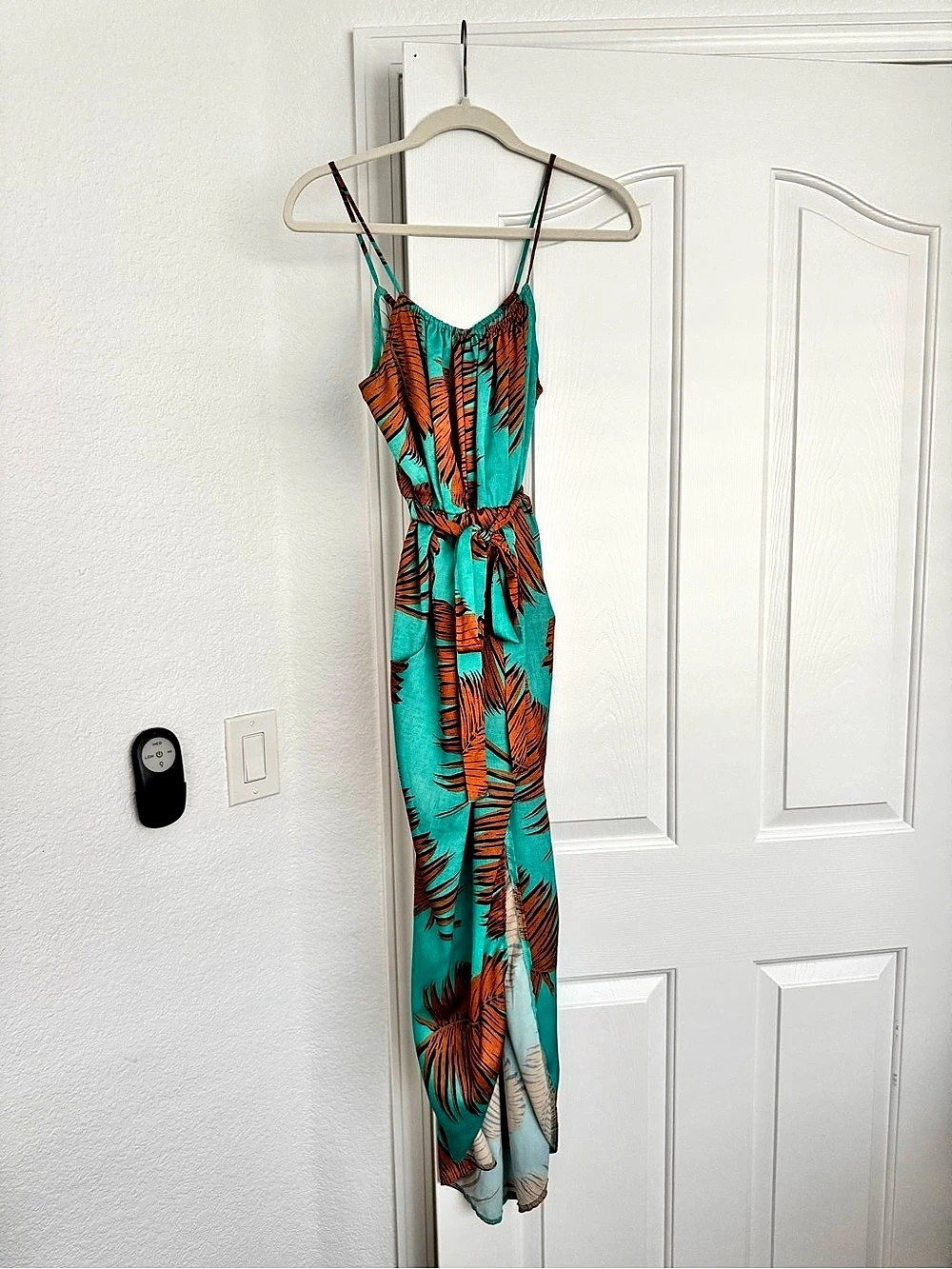 Printed Blue & Orange Maxi Dress